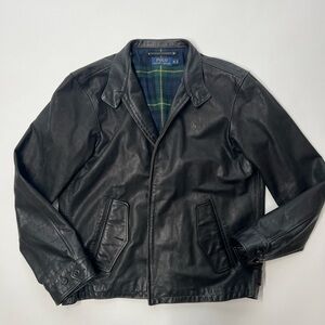 Polo by Ralph Lauren Full Zip Black Leather Jacket Men Size XL